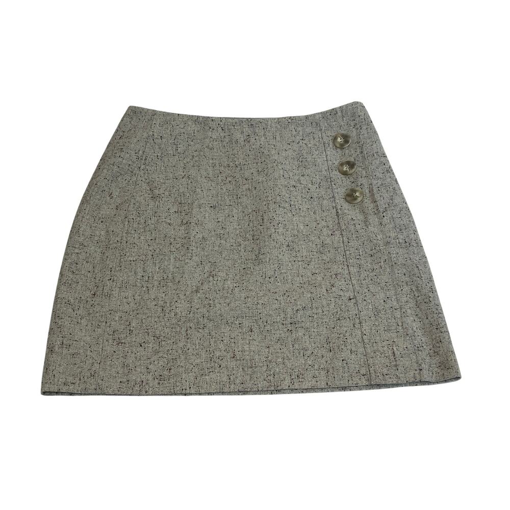 Women’s The Limited Grey Speckled A-Line Tweed Wool Blend Mini Skirt Size 0